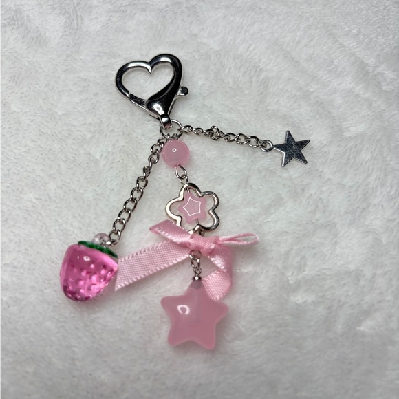 Accessories - Pink Strawberry Charm Keychain 🍓 Coquette Aesthetic Bag Charm | 5 for $25